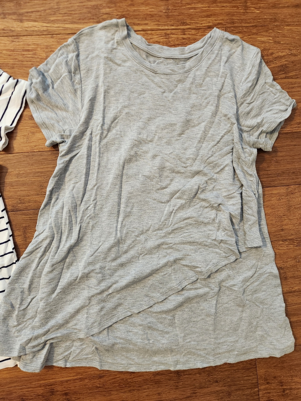 Set Of 2 Maternity & Nursing Short Sleeve Shirts- Striped And Gray, Medium - Picture 3 of 5
